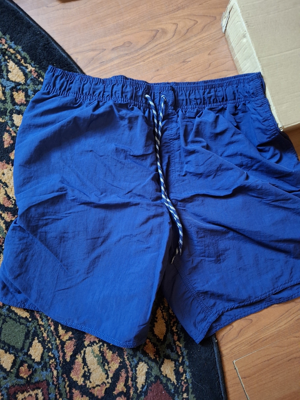 St. John’s Bay Men’s Large Blue Swim Trunks Mesh Lined Drawstring (Sho004)
